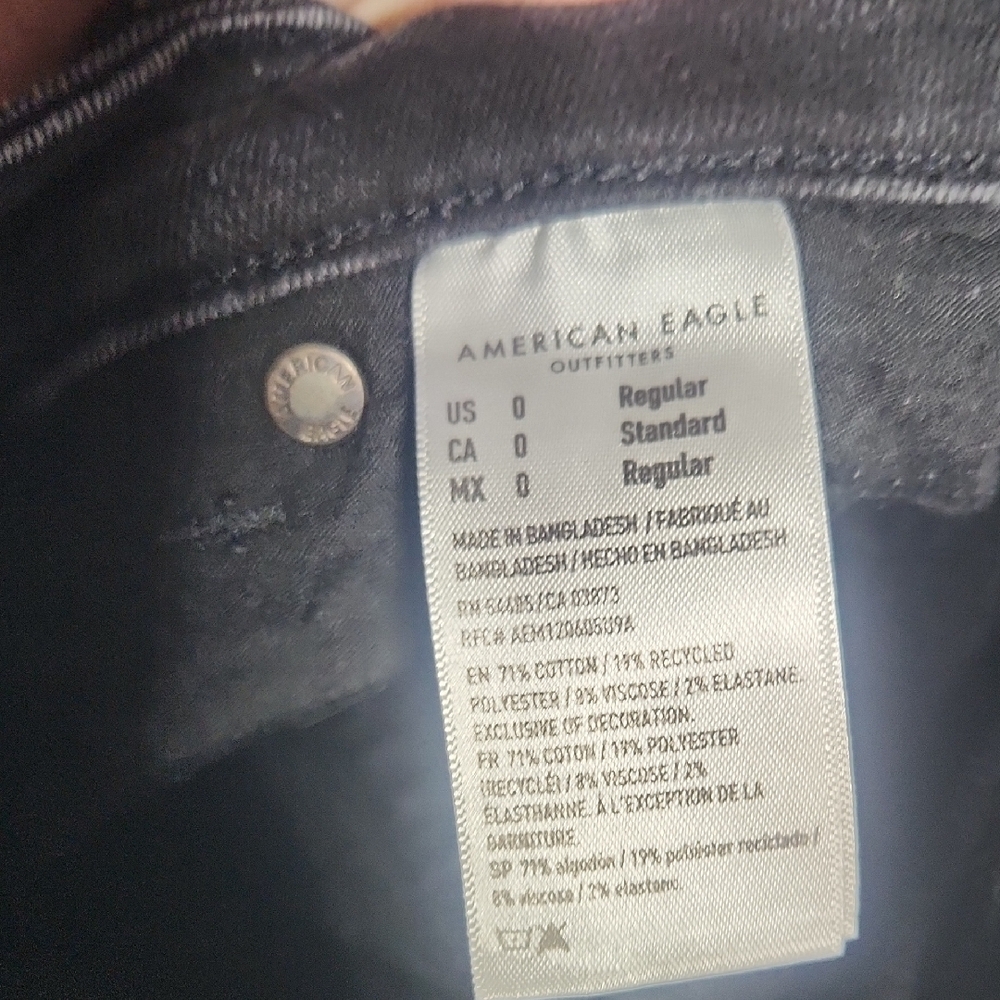 American Eagle Black Jeggings Size 0 Regular Next Level Stretch Distressed - Picture 3 of 8